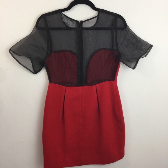 Nasty Gal Red Black Mesa Sweetheart Mini Dress - Picture 7 of 8